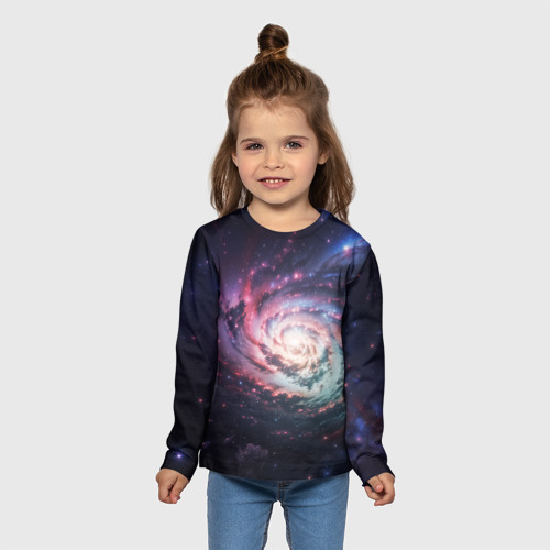 Детский лонгслив 3D Спиральная галактика в космосе, цвет 3D печать - фото 5