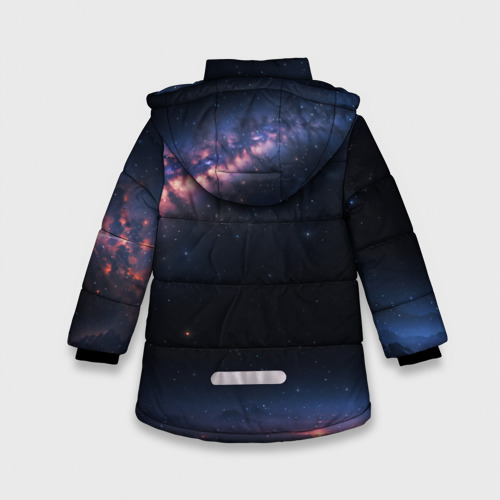 Зимняя куртка для девочек 3D с принтом Млечный путь в звездном небе, вид сзади #1
