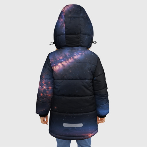 Зимняя куртка для девочек 3D с принтом Млечный путь в звездном небе, вид сзади #2
