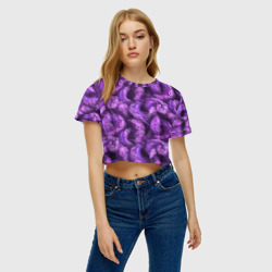 Женская футболка Crop-top 3D Фиолетовые щупальца и дым - фото 2