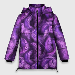 Женская зимняя куртка Oversize Фиолетовые щупальца и дым