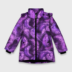 Зимняя куртка для девочек 3D Фиолетовые щупальца и дым
