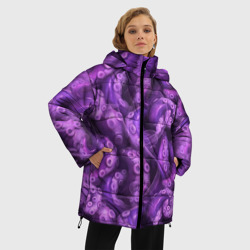 Женская зимняя куртка Oversize Фиолетовые щупальца и дым - фото 2