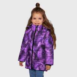 Зимняя куртка для девочек 3D Фиолетовые щупальца и дым - фото 2