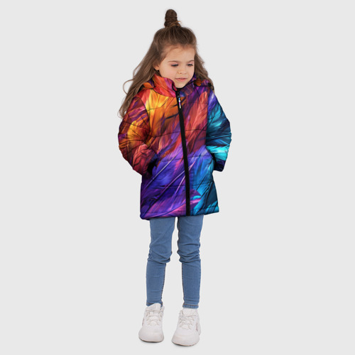 Зимняя куртка для девочек 3D Яркие крылья, цвет черный - фото 5