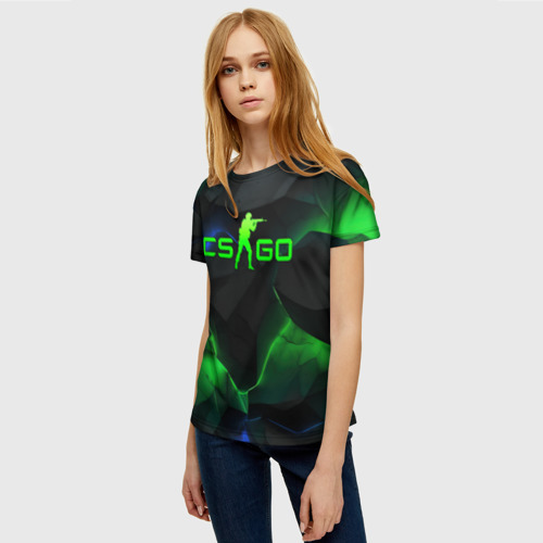 Женская футболка 3D CS GO dark  green, цвет 3D печать - фото 3