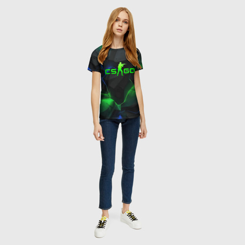 Женская футболка 3D CS GO dark  green, цвет 3D печать - фото 5