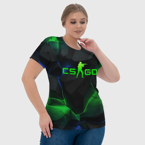 Женская футболка 3D CS GO dark  green, цвет 3D печать - фото 6