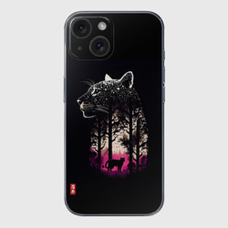 Чехол для iPhone 15 силиконовый с защитой камеры Природная благодать - Пума