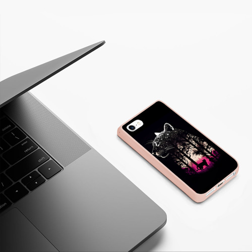 Чехол для iPhone 5/5S матовый Природная благодать - Пума, цвет светло-розовый - фото 5