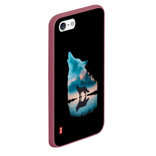 Чехол для iPhone 5/5S матовый Призрачная Тень волка, цвет малиновый - фото 3