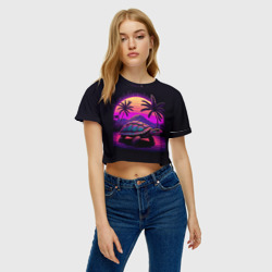 Женская футболка Crop-top 3D Синтвейв Черепаха - фото 2