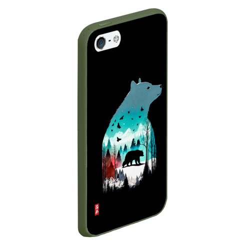 Чехол для iPhone 5/5S матовый Призрачный гризли, цвет темно-зеленый - фото 3