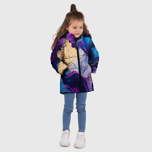 Зимняя куртка для девочек 3D с принтом Коралловый риф, вид сбоку #3
