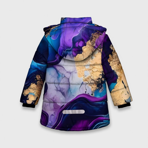Зимняя куртка для девочек 3D с принтом Коралловый риф, вид сзади #1
