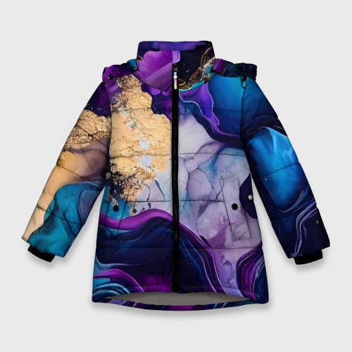 Зимняя куртка для девочек 3D с принтом Коралловый риф, вид спереди #2