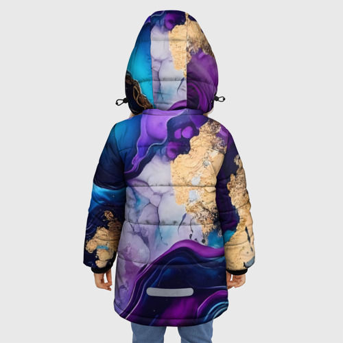 Зимняя куртка для девочек 3D с принтом Коралловый риф, вид сзади #2