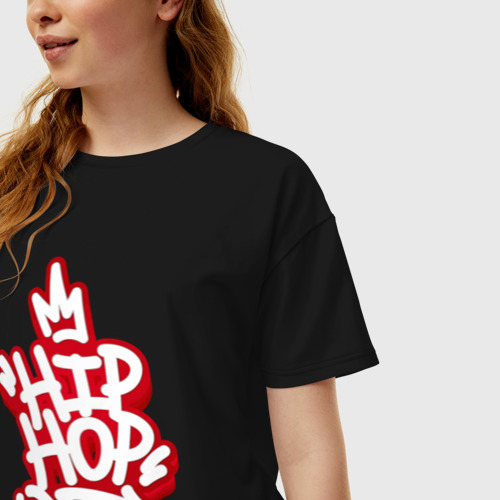 Женская футболка хлопок Oversize King of hip hop, цвет черный - фото 3