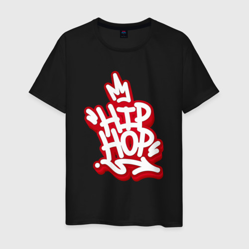 Мужская футболка хлопок с принтом King of hip hop, вид спереди #2