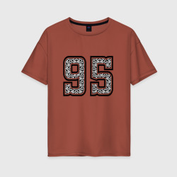 Женская футболка хлопок Oversize Год рождения номер регион 95