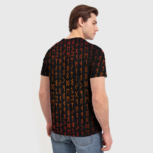 Мужская футболка 3D с принтом Руны - паттерн, вид сзади #2