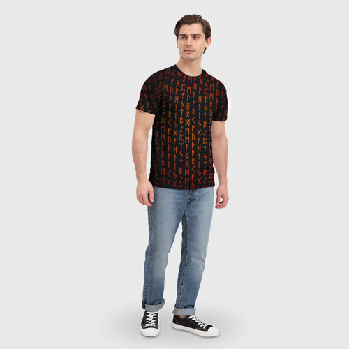 Мужская футболка 3D с принтом Руны - паттерн, вид сбоку #3