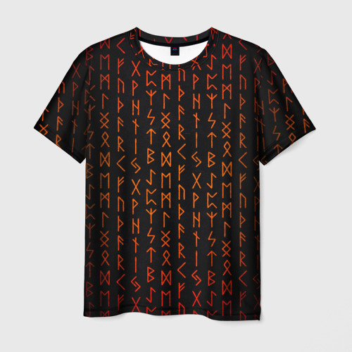Мужская футболка 3D с принтом Руны - паттерн, вид спереди #2
