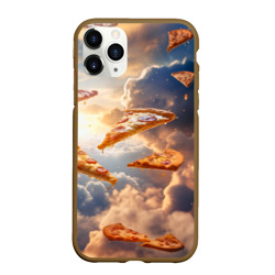 Чехол для iPhone 11 Pro Max матовый Пицца парит в небе