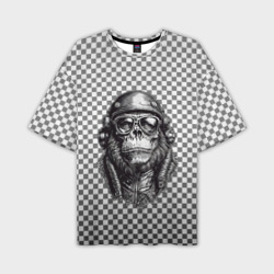 Мужская футболка oversize 3D Клетчатая обезьяна