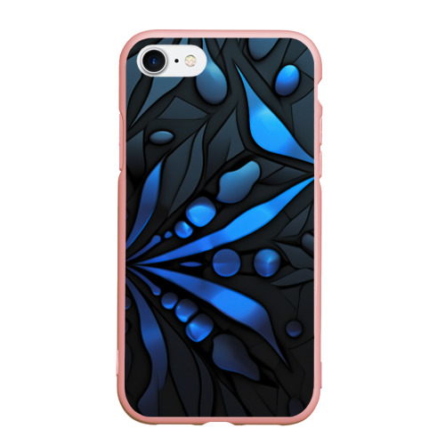 Чехол для iPhone 7/8 матовый с принтом Black blue  elements, вид спереди #2