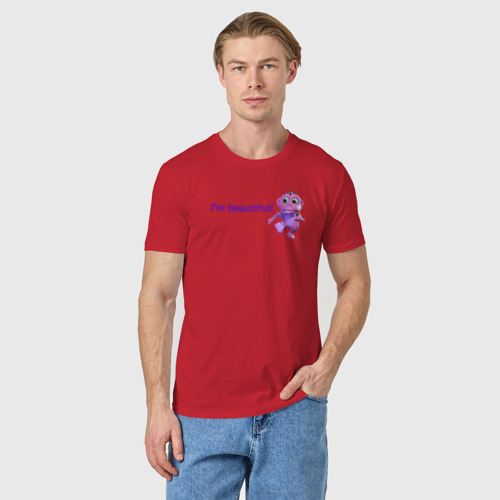 Мужская футболка хлопок Симпатичная обезьянка, цвет красный - фото 3