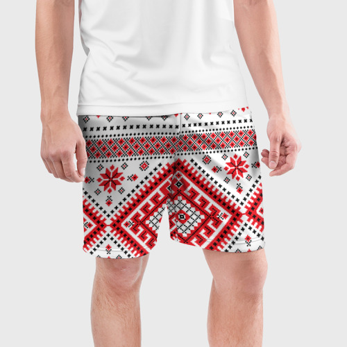 Мужские шорты спортивные Удмуртская роспись, цвет 3D печать - фото 3