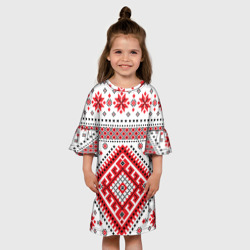 Платье с принтом Удмуртская роспись для ребенка, вид на модели спереди №3. Цвет основы: белый