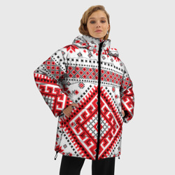 Женская зимняя куртка Oversize Удмуртская роспись - фото 2
