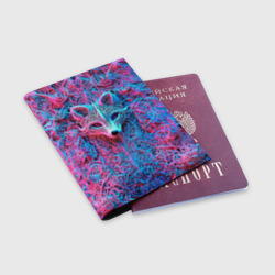 Обложка для паспорта матовая кожа Лис из розово-голубых узоров - фото 2