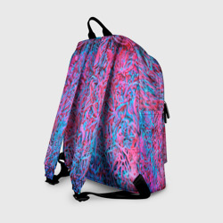 Рюкзак с принтом Лис из розово-голубых узоров для любого человека, вид сзади №1. Цвет основы: белый