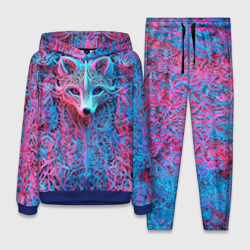 Женский костюм с толстовкой 3D Лис из розово-голубых узоров