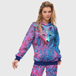Женский костюм с толстовкой 3D Лис из розово-голубых узоров - фото 2