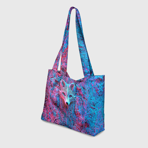 Пляжная сумка 3D Лис из розово-голубых узоров - фото 3