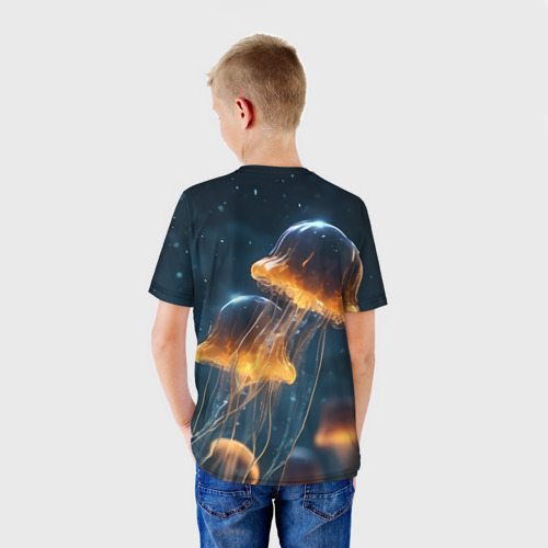 Детская футболка 3D Люминисцентные медузы, цвет 3D печать - фото 4