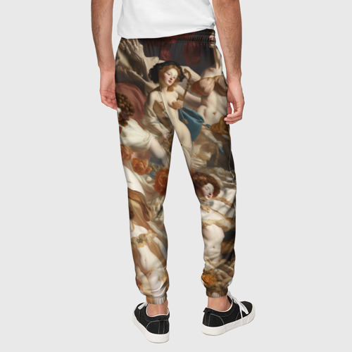 Мужские брюки 3D Дамы и цветы классицизм, цвет 3D печать - фото 5