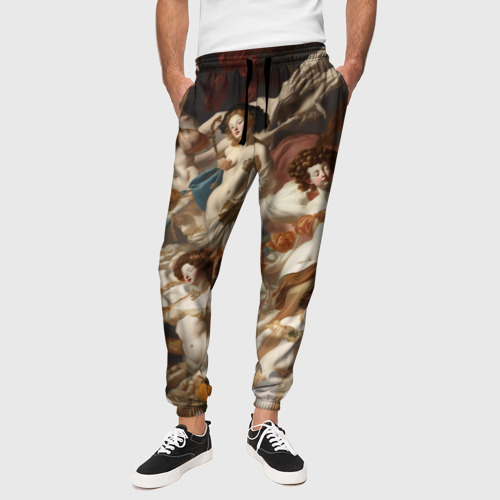 Мужские брюки 3D Дамы и цветы классицизм, цвет 3D печать - фото 4