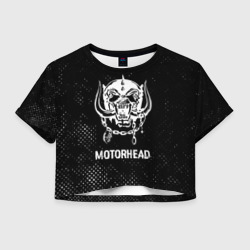 Женская футболка Crop-top 3D Motorhead glitch на темном фоне