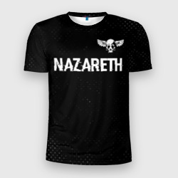 Мужская футболка 3D Slim Nazareth glitch на темном фоне: символ сверху