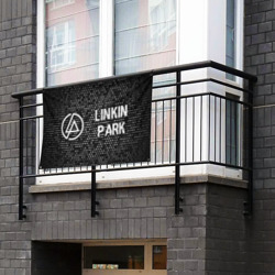 Флаг-баннер Linkin Park glitch на темном фоне: надпись и символ - фото 2