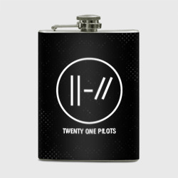 Фляга Twenty One Pilots glitch на темном фоне