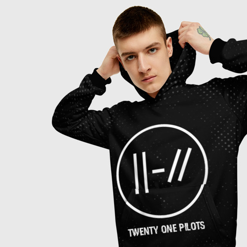 Мужская толстовка 3D Twenty One Pilots glitch на темном фоне, цвет черный - фото 5