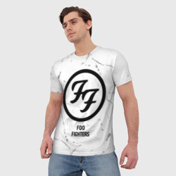 Мужская футболка 3D Foo Fighters glitch на светлом фоне - фото 2