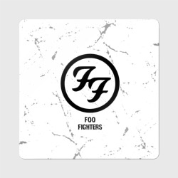 Магнит виниловый Квадрат Foo Fighters glitch на светлом фоне