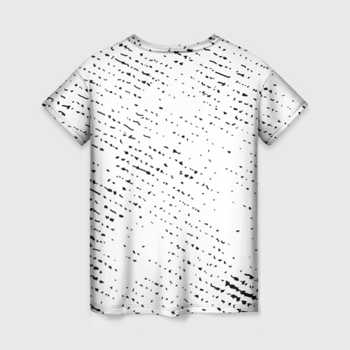 Женская футболка 3D с принтом AC DC glitch на светлом фоне: надпись, символ, вид сзади #1